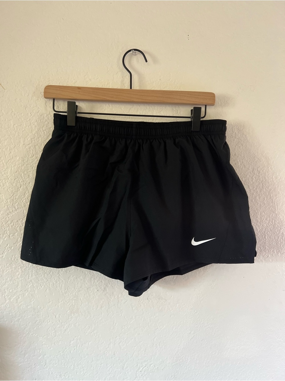Nike Women's Black Athletic Shorts with White Swoosh